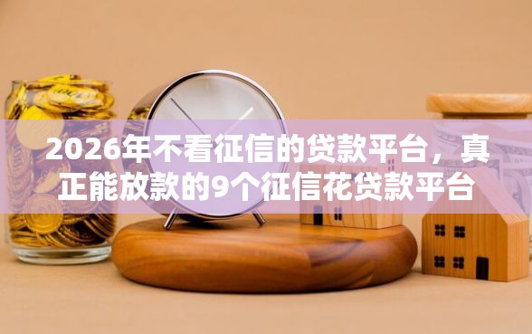 2026年不看征信的贷款平台，真正能放款的9个征信花贷款平台好下款推荐