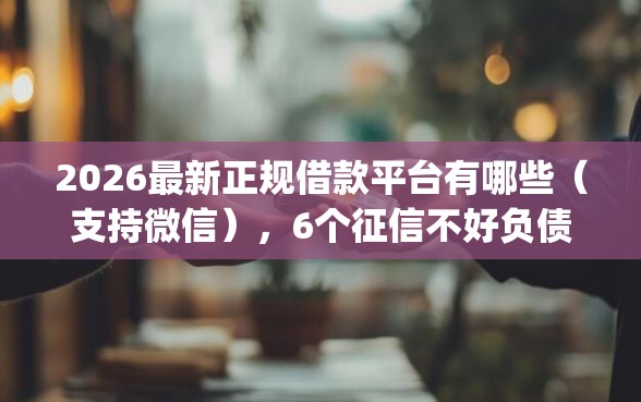 2026最新正规借款平台有哪些（支持微信），6个征信不好负债高的app无私分享