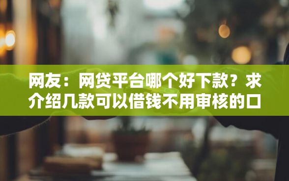 网友：网贷平台哪个好下款？求介绍几款可以借钱不用审核的口子