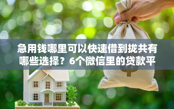 急用钱哪里可以快速借到拢共有哪些选择？6个微信里的贷款平台详解