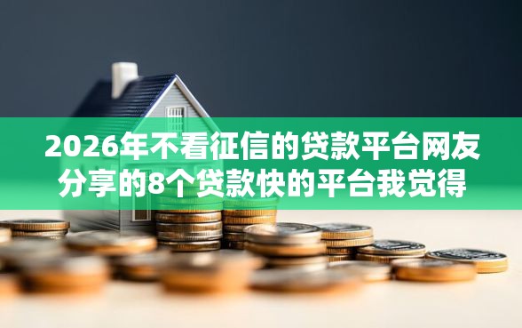 2026年不看征信的贷款平台网友分享的8个贷款快的平台我觉得不错！