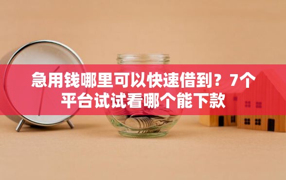 急用钱哪里可以快速借到？7个平台试试看哪个能下款