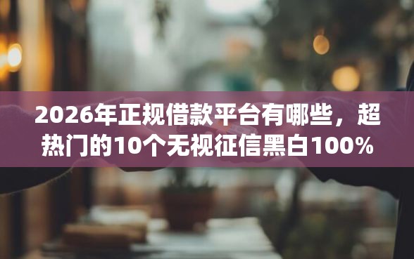 2026年正规借款平台有哪些，超热门的10个无视征信黑白100%秒下app推荐