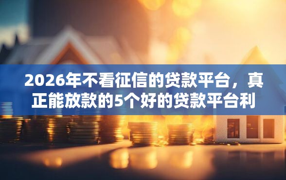 2026年不看征信的贷款平台，真正能放款的5个好的贷款平台利息低推荐