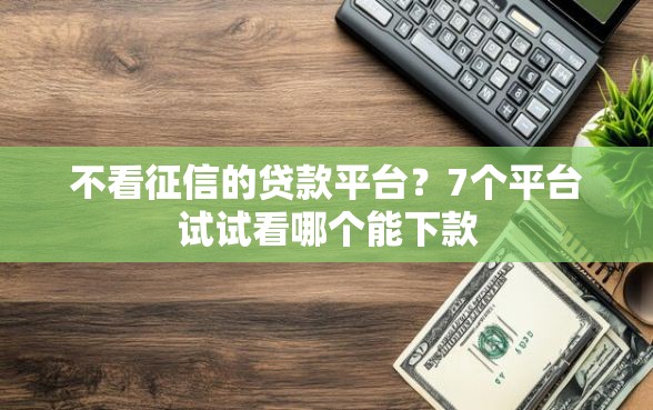 不看征信的贷款平台？7个平台试试看哪个能下款