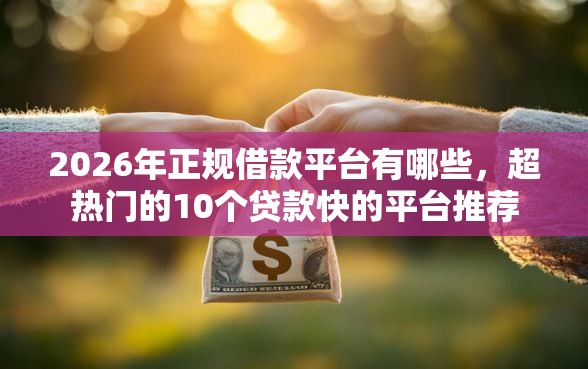 2026年正规借款平台有哪些，超热门的10个贷款快的平台推荐