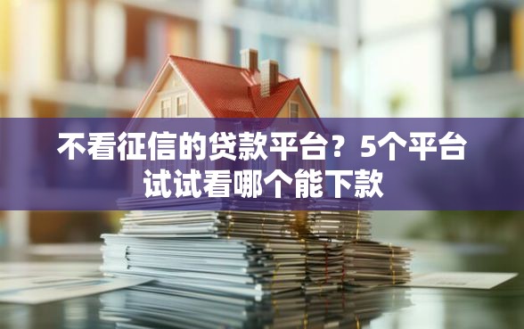 不看征信的贷款平台？5个平台试试看哪个能下款