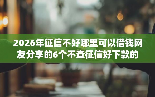 2026年征信不好哪里可以借钱网友分享的6个不查征信好下款的网贷app我觉得不错！
