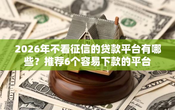 2026年不看征信的贷款平台有哪些？推荐6个容易下款的平台