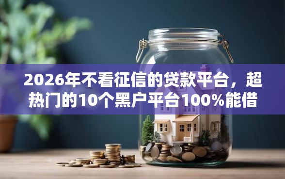 2026年不看征信的贷款平台，超热门的10个黑户平台100%能借到推荐