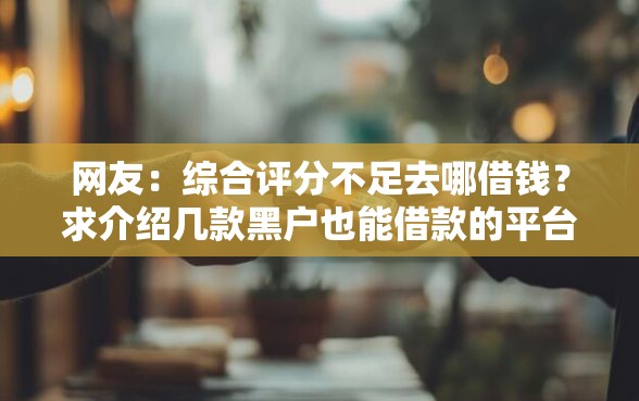 网友：综合评分不足去哪借钱？求介绍几款黑户也能借款的平台