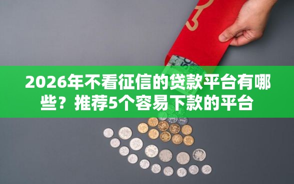 2026年不看征信的贷款平台有哪些？推荐5个容易下款的平台