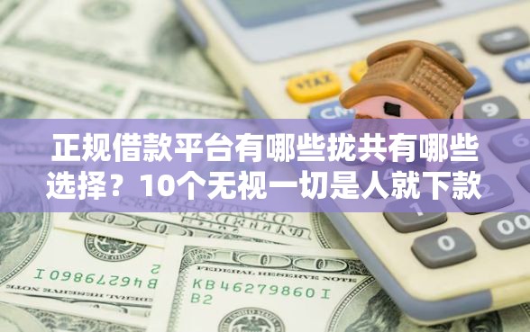 正规借款平台有哪些拢共有哪些选择？10个无视一切是人就下款软件详解