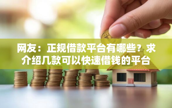 网友：正规借款平台有哪些？求介绍几款可以快速借钱的平台