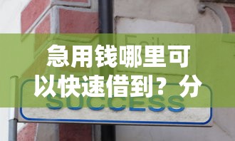 急用钱哪里可以快速借到？分享5个3千元无门槛私借平台