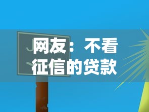 网友：不看征信的贷款平台？求介绍几款快速小额贷款平台