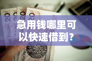 急用钱哪里可以快速借到？这7个征信呆账黑户贷款平台值得一试