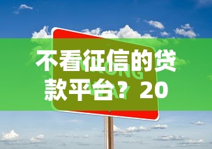 不看征信的贷款平台？2026最新测评10个大的网贷平台