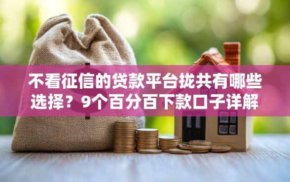 不看征信的贷款平台拢共有哪些选择？9个百分百下款口子详解