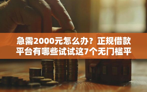 急需2000元怎么办？正规借款平台有哪些试试这7个无门槛平台