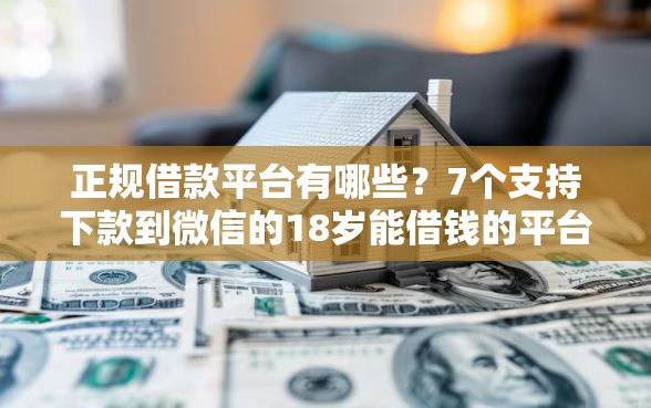 正规借款平台有哪些？7个支持下款到微信的18岁能借钱的平台