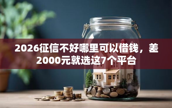 2026征信不好哪里可以借钱，差2000元就选这7个平台
