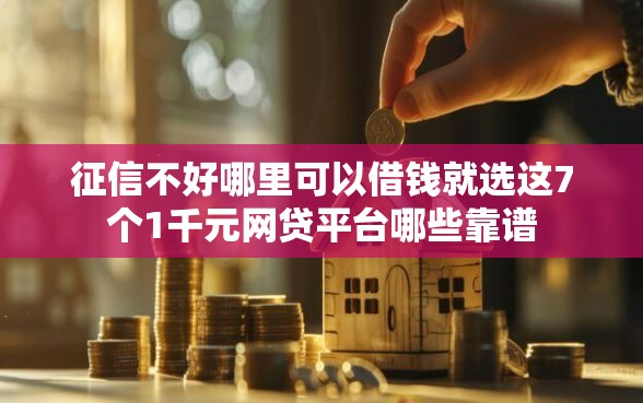 征信不好哪里可以借钱就选这7个1千元网贷平台哪些靠谱