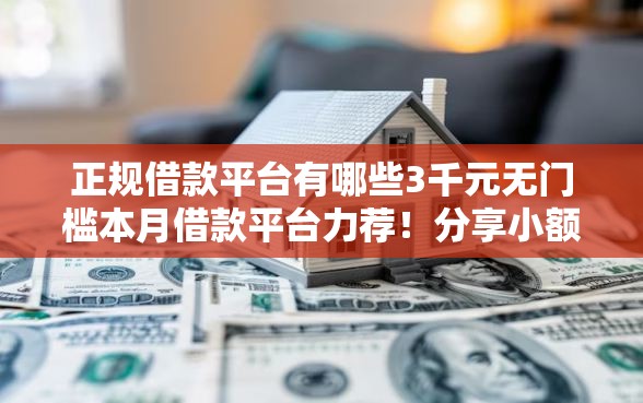 正规借款平台有哪些3千元无门槛本月借款平台力荐！分享小额网贷口子3千元无门槛借款