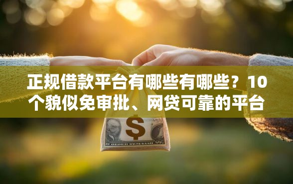 正规借款平台有哪些有哪些？10个貌似免审批、网贷可靠的平台合集