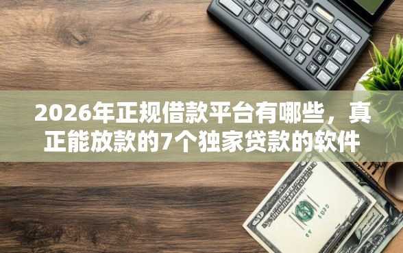 2026年正规借款平台有哪些，真正能放款的7个独家贷款的软件推荐
