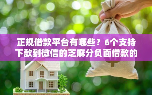 正规借款平台有哪些？6个支持下款到微信的芝麻分负面借款的软件