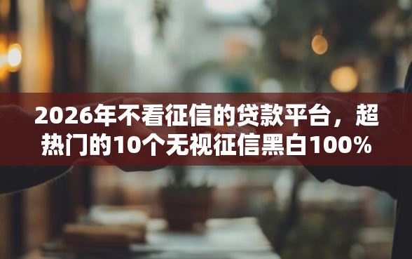 2026年不看征信的贷款平台，超热门的10个无视征信黑白100%秒下网贷口子推荐