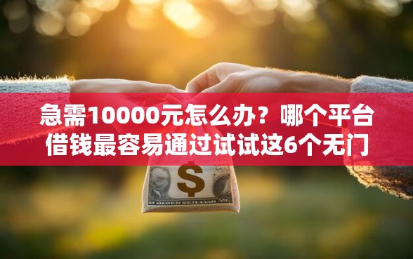 急需10000元怎么办？哪个平台借钱最容易通过试试这6个无门槛平台