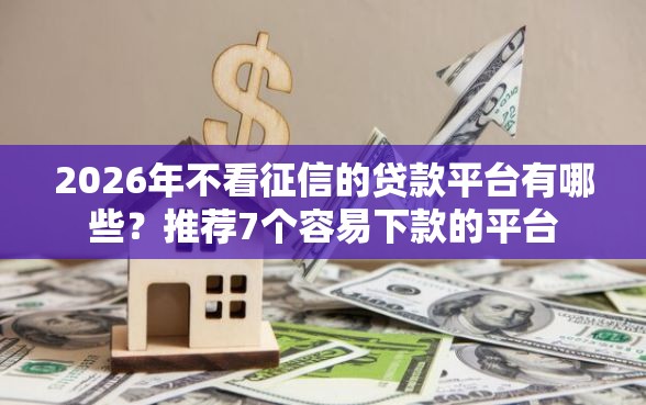 2026年不看征信的贷款平台有哪些？推荐7个容易下款的平台