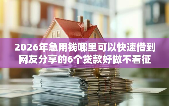 2026年急用钱哪里可以快速借到网友分享的6个贷款好做不看征信的软件我觉得不错！