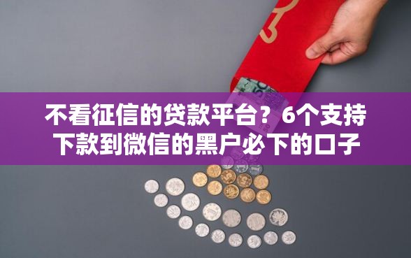 不看征信的贷款平台？6个支持下款到微信的黑户必下的口子