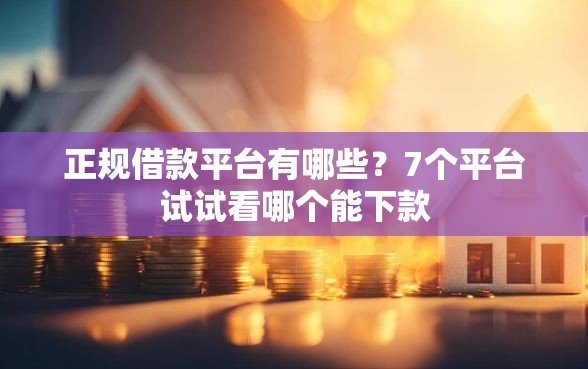 正规借款平台有哪些？7个平台试试看哪个能下款