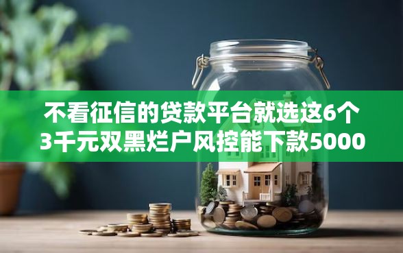 不看征信的贷款平台就选这6个3千元双黑烂户风控能下款5000口子