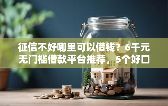 征信不好哪里可以借钱？6千元无门槛借款平台推荐，5个好口子网盘点
