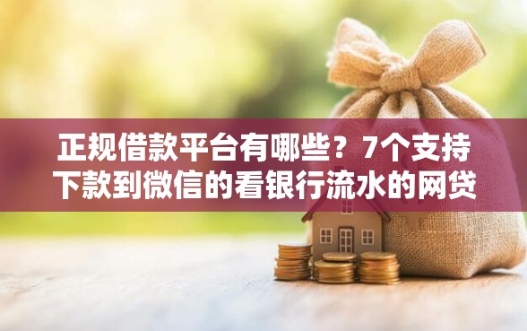 正规借款平台有哪些？7个支持下款到微信的看银行流水的网贷口子