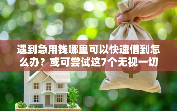 遇到急用钱哪里可以快速借到怎么办？或可尝试这7个无视一切包下款口子