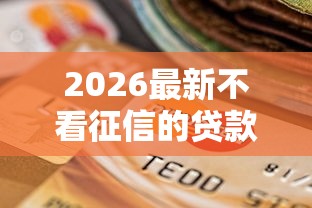 2026最新不看征信的贷款平台（支持微信），6个征信花了可以贷款的平台无私分享