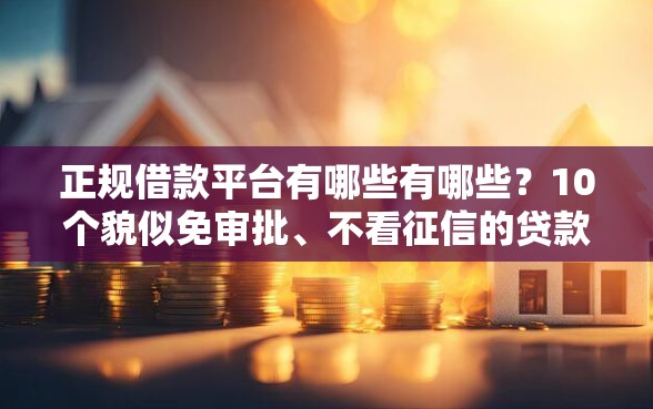 正规借款平台有哪些有哪些？10个貌似免审批、不看征信的贷款平台合集