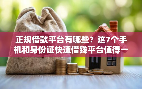 正规借款平台有哪些？这7个手机和身份证快速借钱平台值得一试