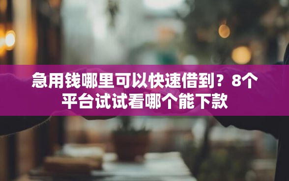 急用钱哪里可以快速借到？8个平台试试看哪个能下款