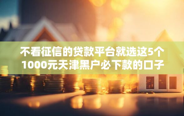 不看征信的贷款平台就选这5个1000元天津黑户必下款的口子