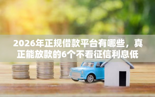 2026年正规借款平台有哪些，真正能放款的6个不看征信利息低的正规网贷平台推荐
