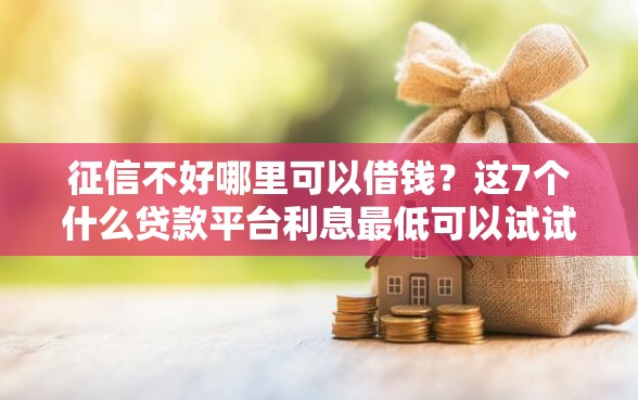 征信不好哪里可以借钱?这7个什么贷款平台利息最低可以试试 征信不好哪里可以借钱?这7个什么贷款平台利息最低可以试试