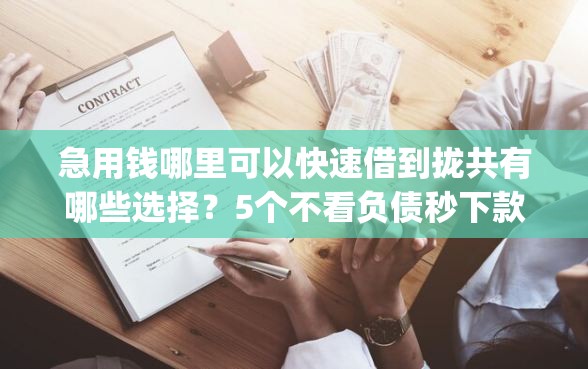 急用钱哪里可以快速借到拢共有哪些选择？5个不看负债秒下款的网贷app详解